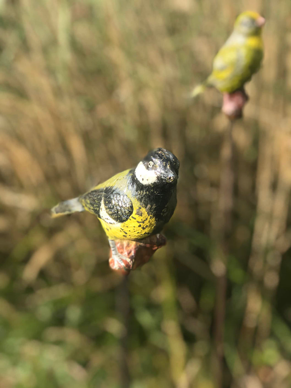 Three Cast-Iron-Birds on Iron Spikes