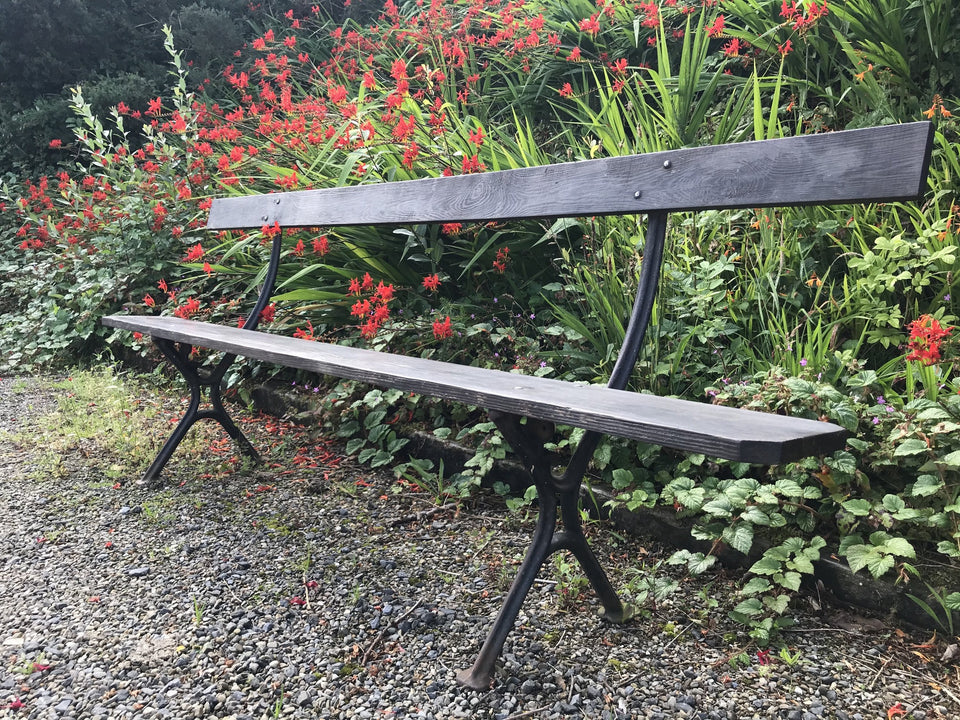 garden bench with cast iron ends