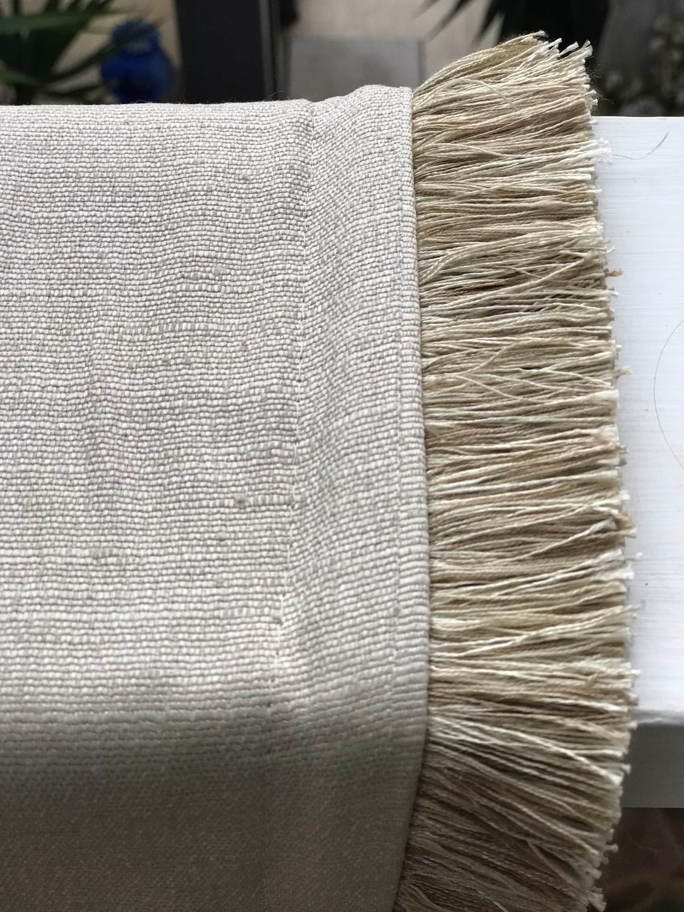 Heavy Cream Throw with a Subtle Floral Pattern