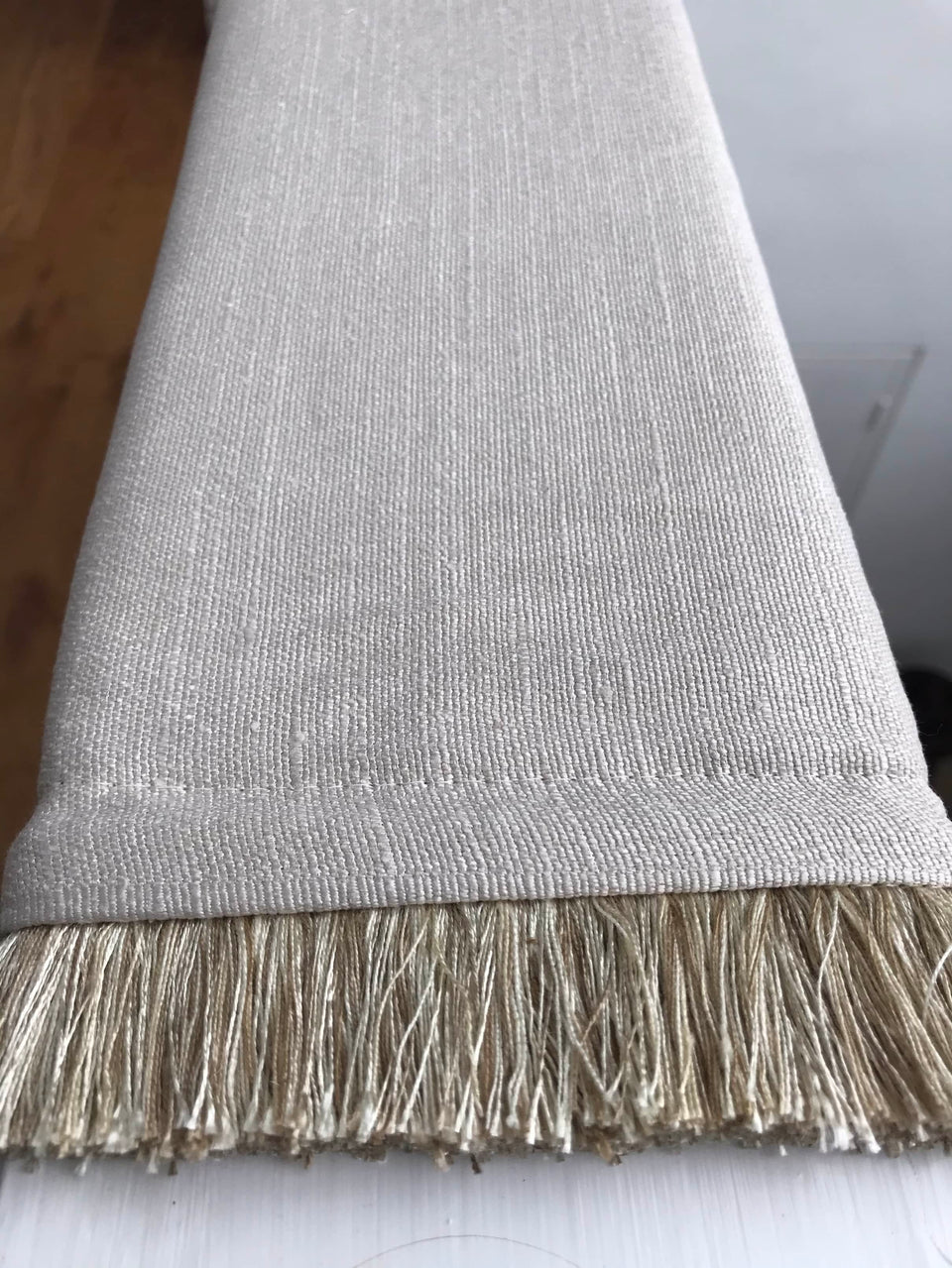 Heavy Cream Throw with a Subtle Floral Pattern