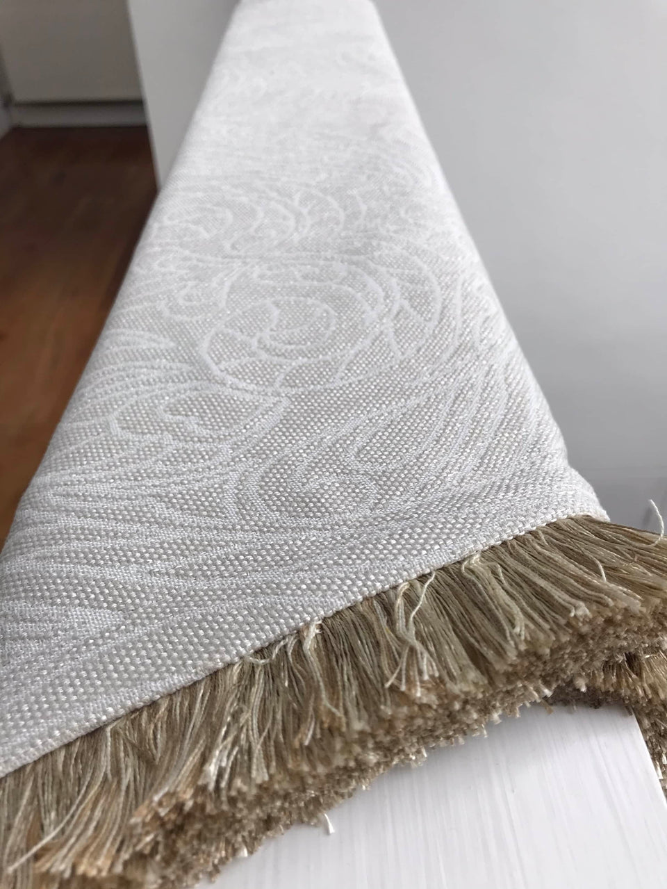 Heavy Cream Throw with a Subtle Floral Pattern