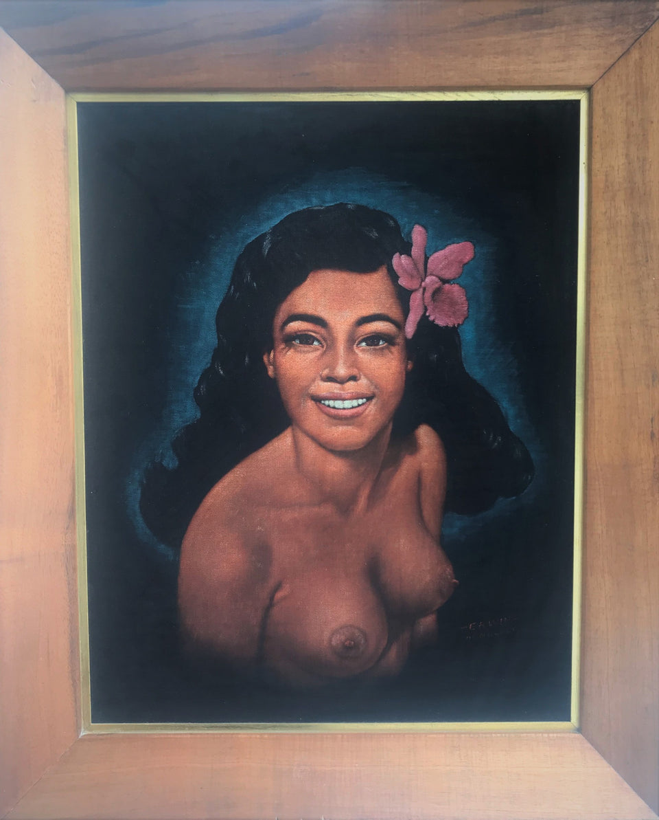 oil on velvet painting of Honolulu Girl