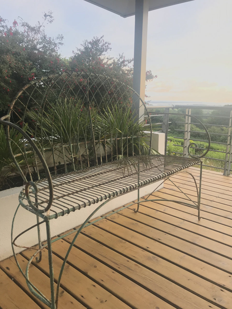 vintage metal wire garden bench