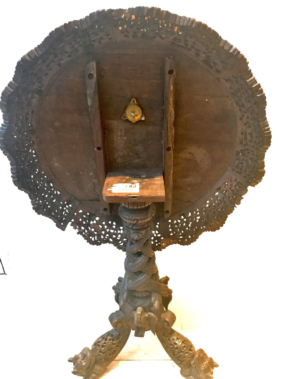 Rare Carved and Pierced Anglo-Indian Tilt Top Table