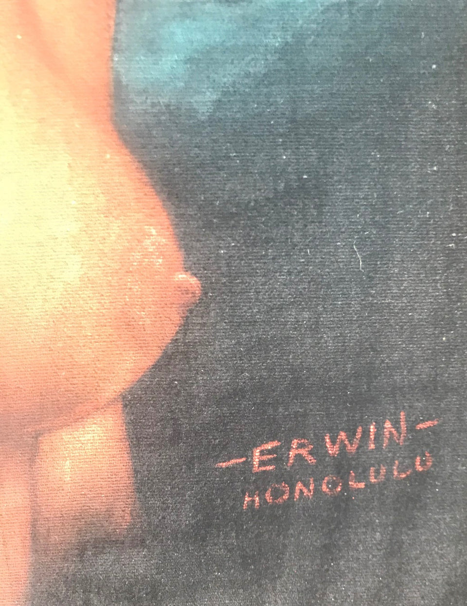 Bill Erwin oil on velvet painting of Honolulu Beach Girl