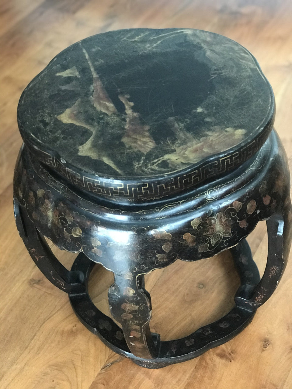 Antique Chinese lacquered stool